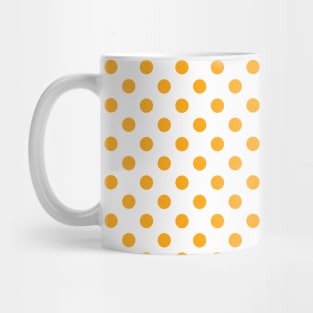 Orange Polka Dots Pattern on White Background Mug